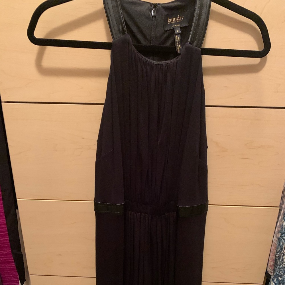 Laundry LBD with faux leather accents